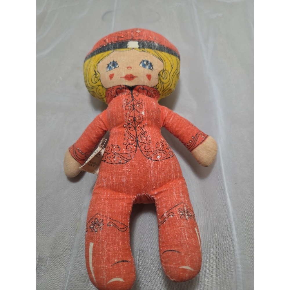Vintage Goldberger 9-inch Plush Rag‎ Doll, circa 1960s, Shredded Clipping Filled